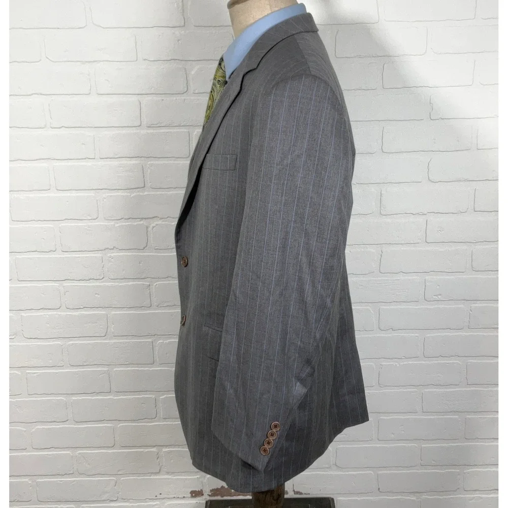 Brooks‎ Brothers 1818 Madison Blazer Men 42R Gray Blue Pinstripe Wool Italian
